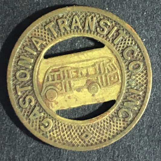Gastonia Transit Co. NC Brass G/F One Fare Transit Bus Token 16mm