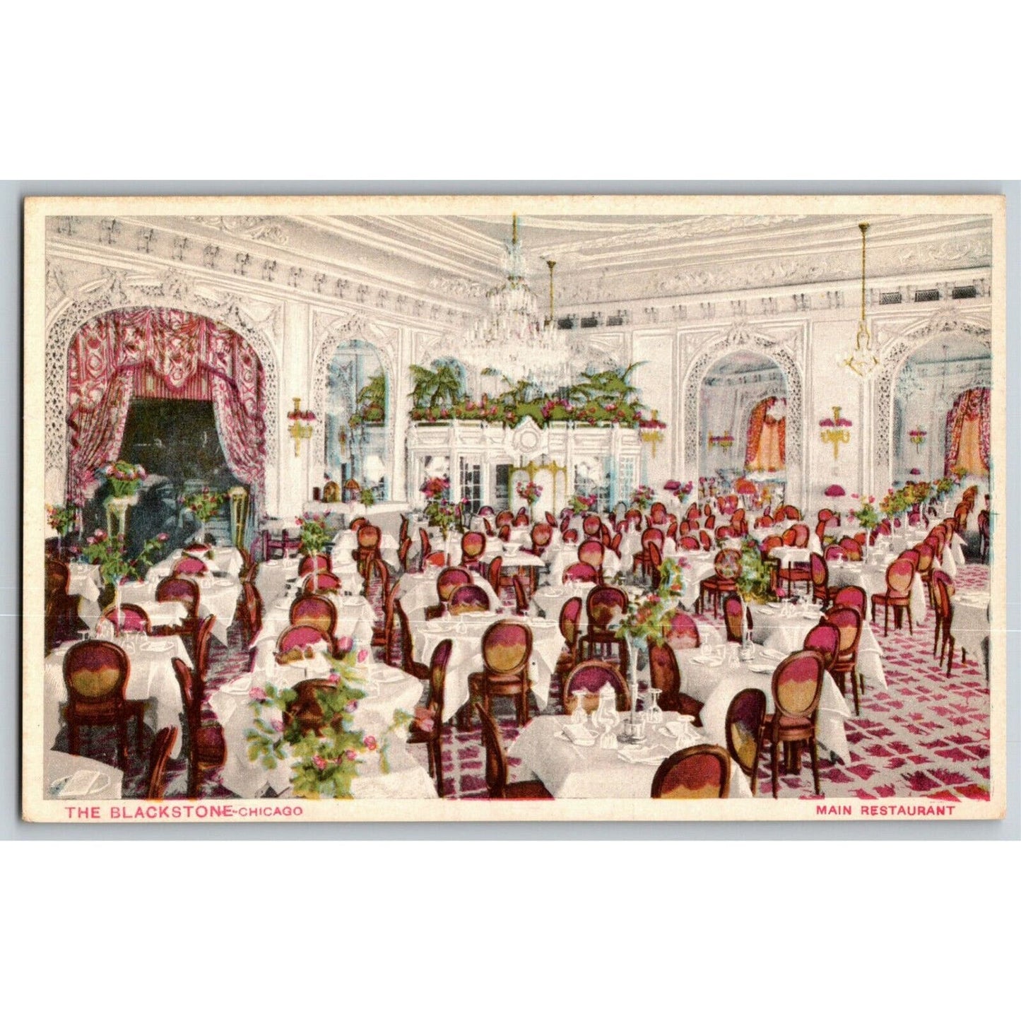"The Blackstone" Main Restaurant Chicago - Vintage Postcard NP