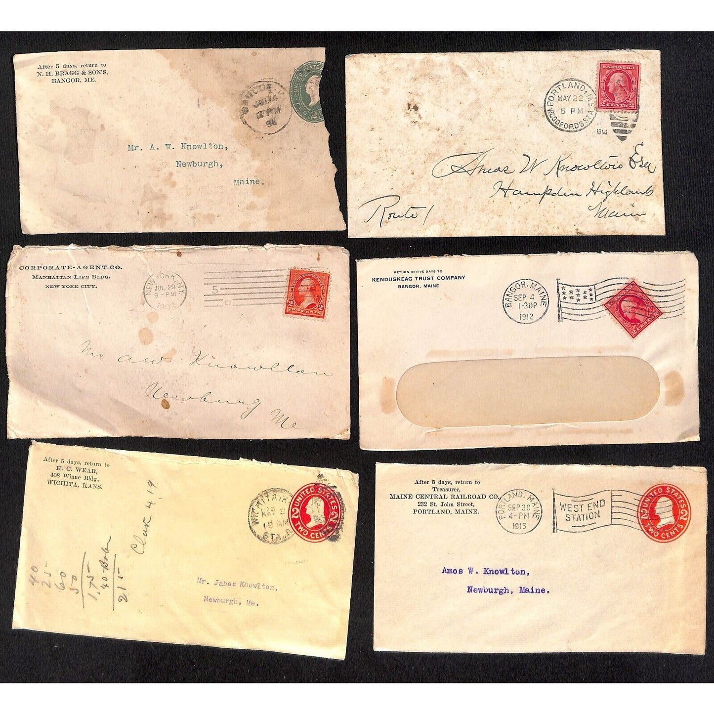 Group of 21 Covers - Mostly 1910 - 1915 Bangor, ME