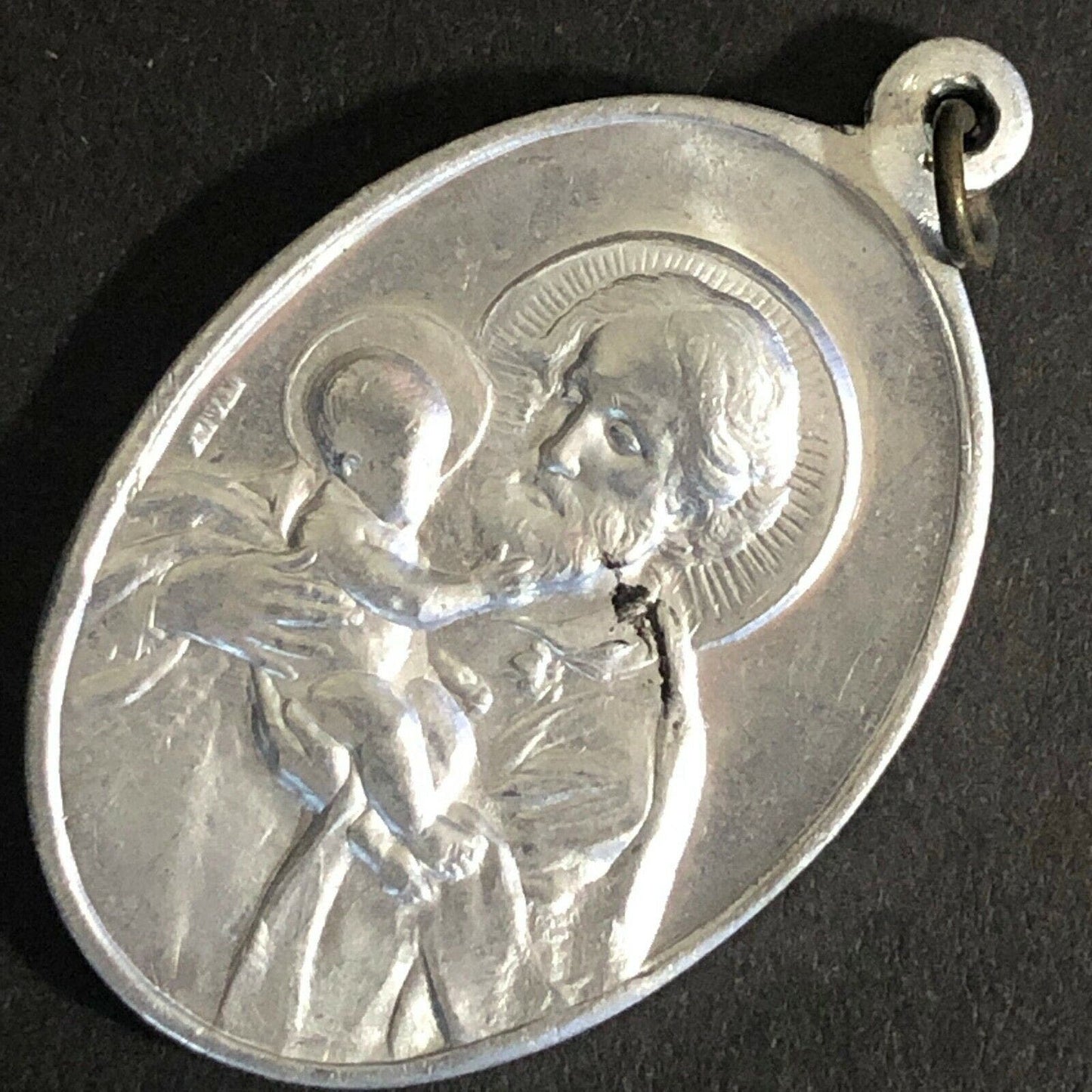 Vintage 34mm Aluminum "St. Joseph Pray for Us" Pendant / Token