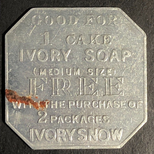 Ivory Flakes Soap Procter and Gamble Alum Trade Token "33" 28mm c1920-30's