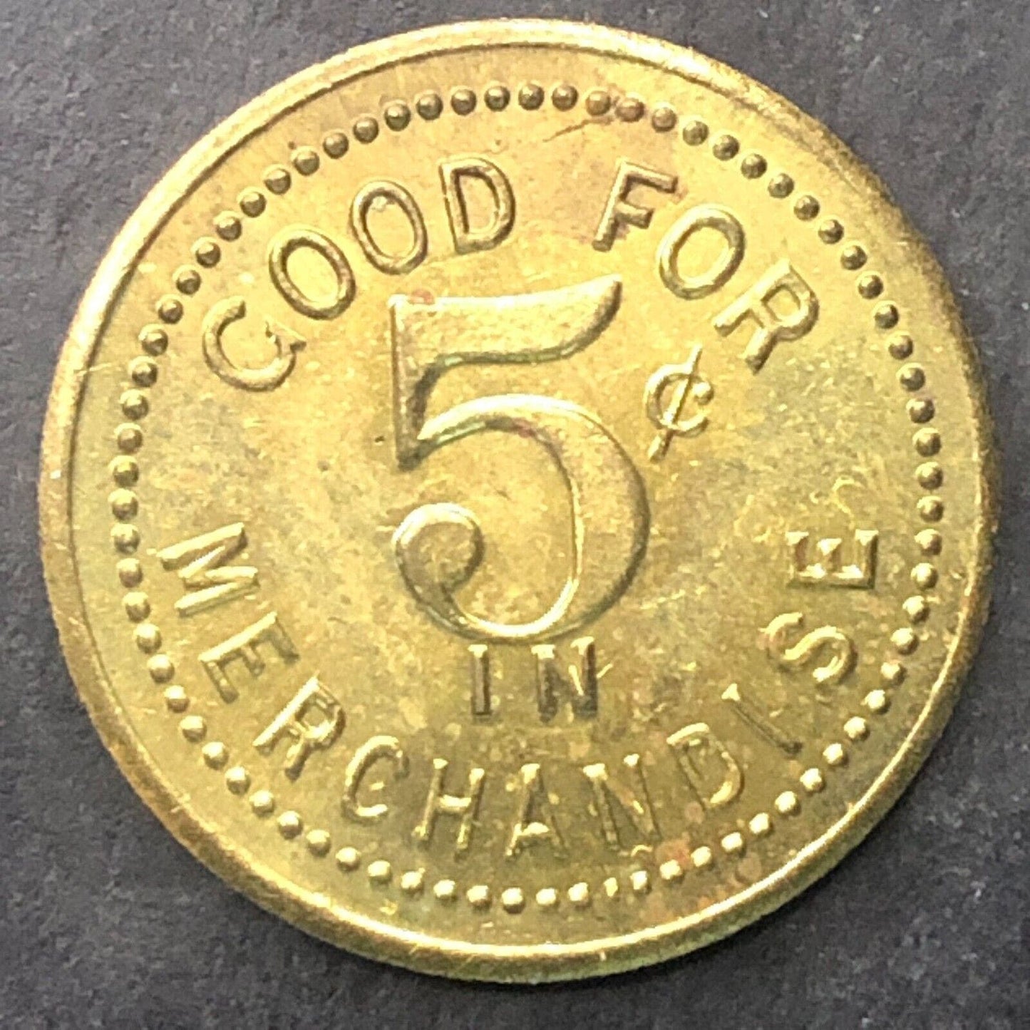 New Yorker Tavern G/F 5¢ Trade Token Brass 20mm Scarce