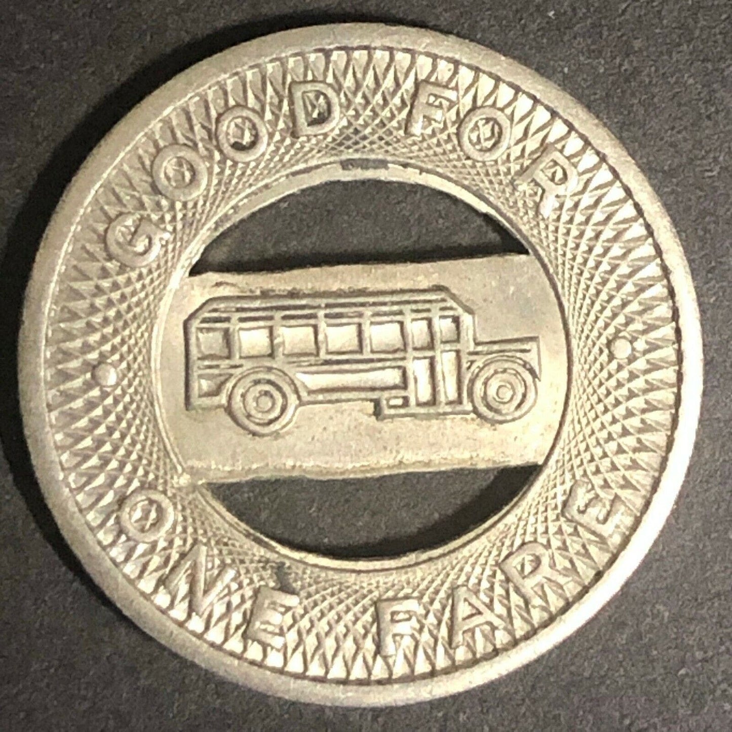 c1940's 20mm Wichita Motor Bus Co. G/F One Fare Brass Transit Token --- Kansas