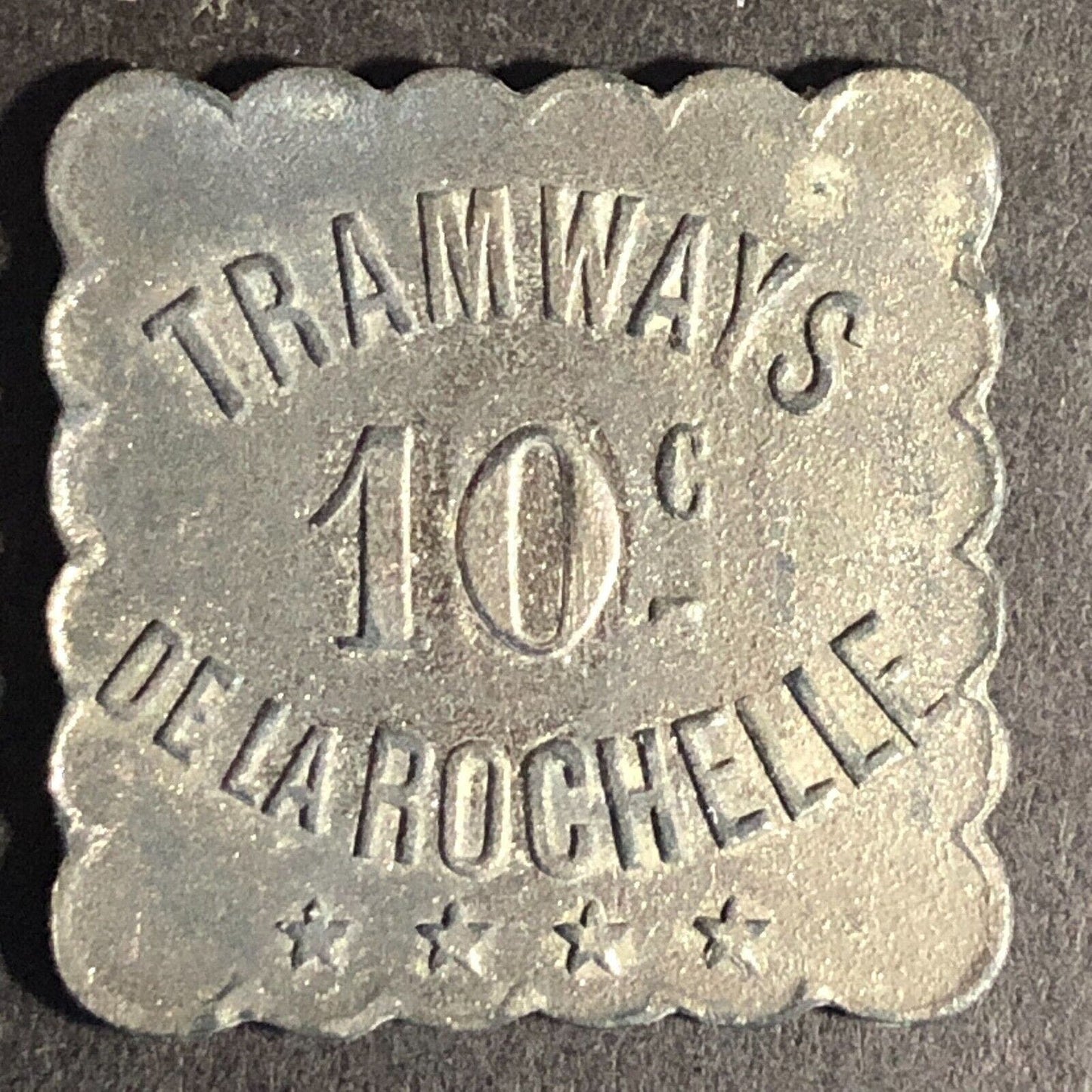 LaRochelle France Zinc WWI 10c Tramways / Emergency Token 25mm Very Scarce