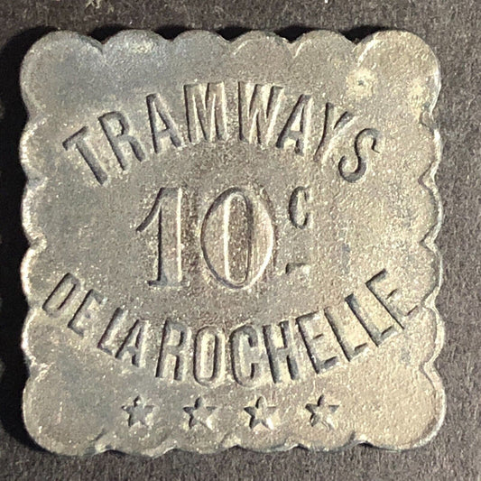 LaRochelle France Zinc WWI 10c Tramways / Emergency Token 25mm Very Scarce