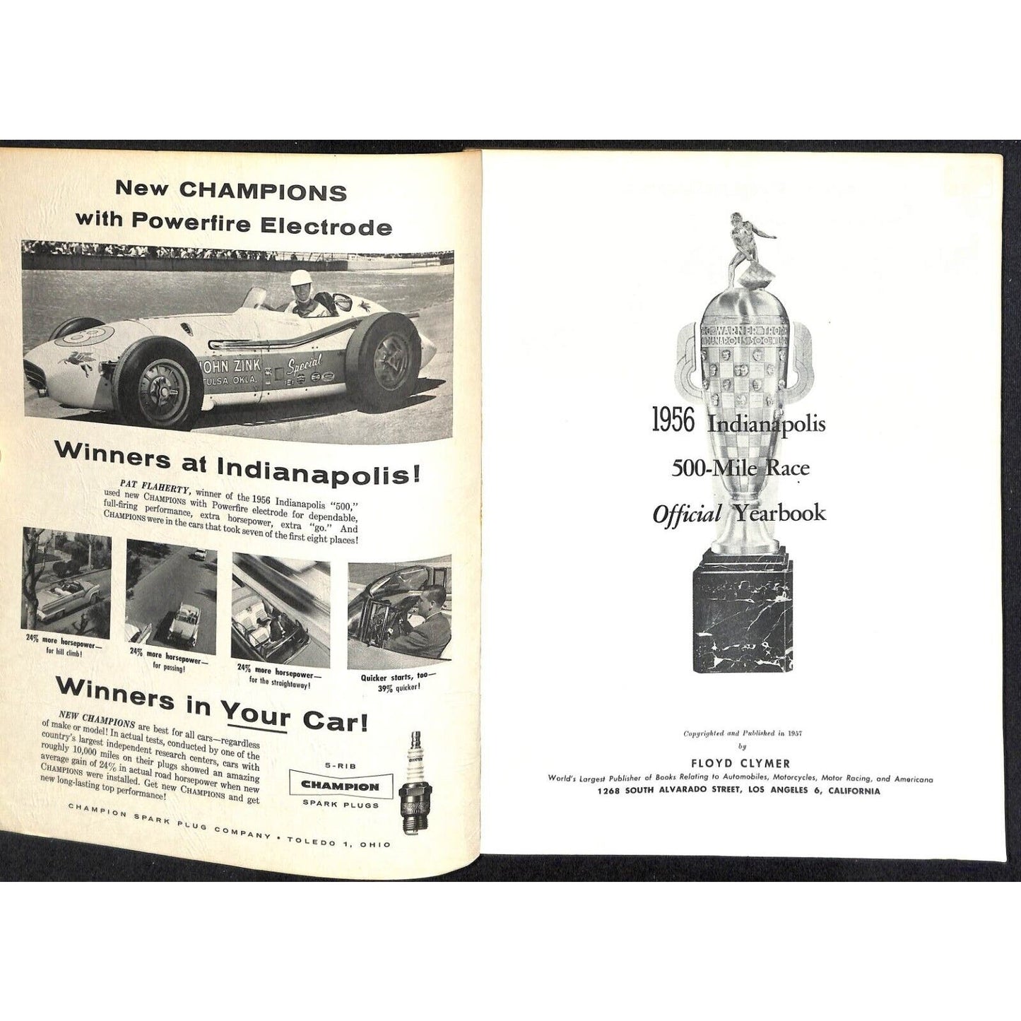 1956 Indy 500 Floyd Clymer's Indianapolis Yearbook IMS 112pp - VGC
