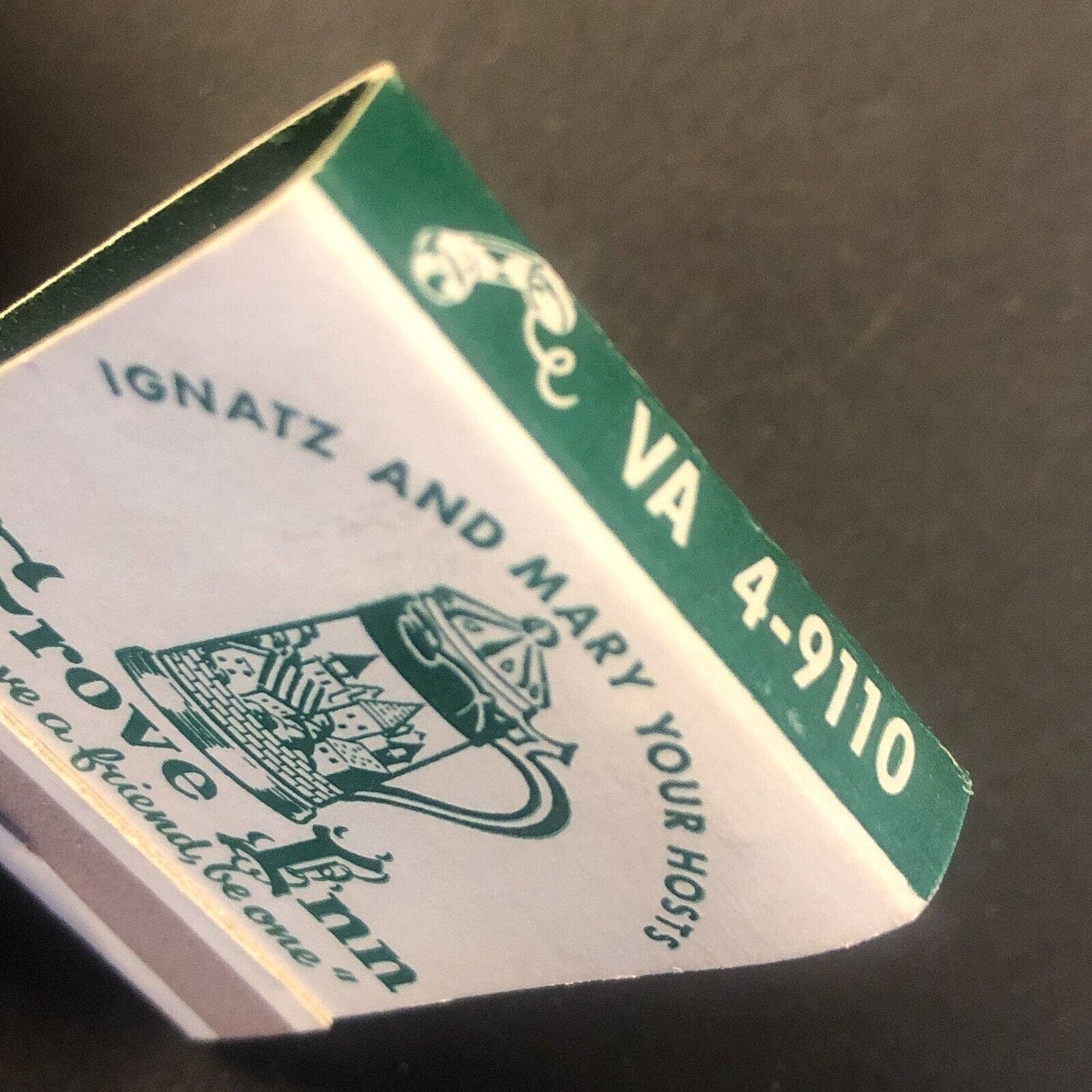 Grove Inn Northbrook, IL Roast Duck Vintage Full Matchbook c1950's Scarce VGC