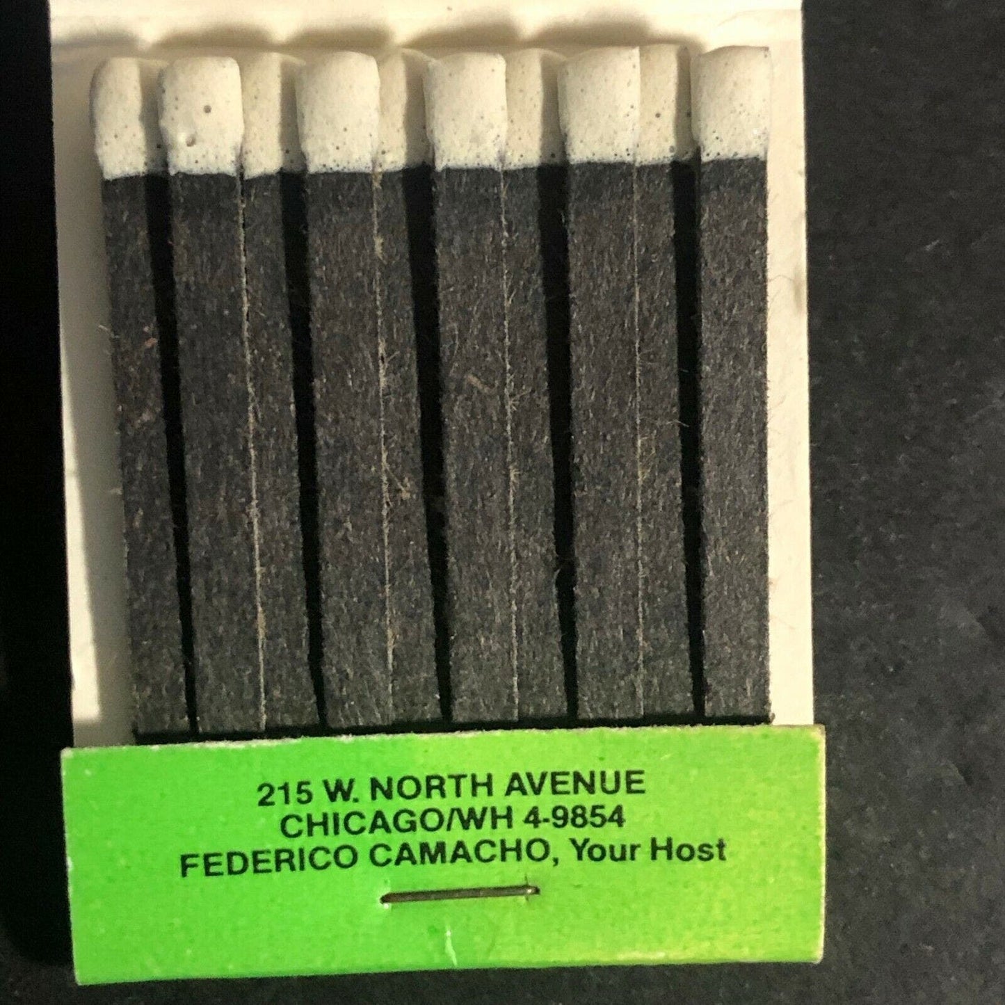 Vintage c1970's Full Matchbook "Cafe Azteca" Spanish Mexican Rest. Chicago (GRN)
