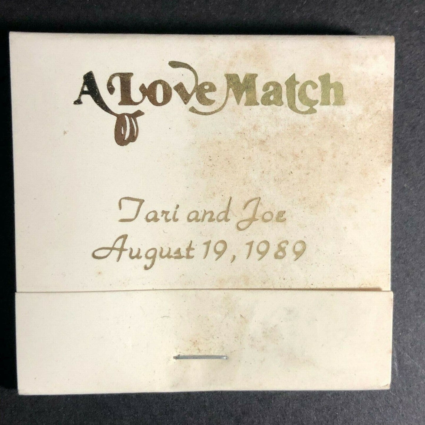 1989 Full Wedding Matchbook "A Love Match" Tari and Joe August 19, 1989"