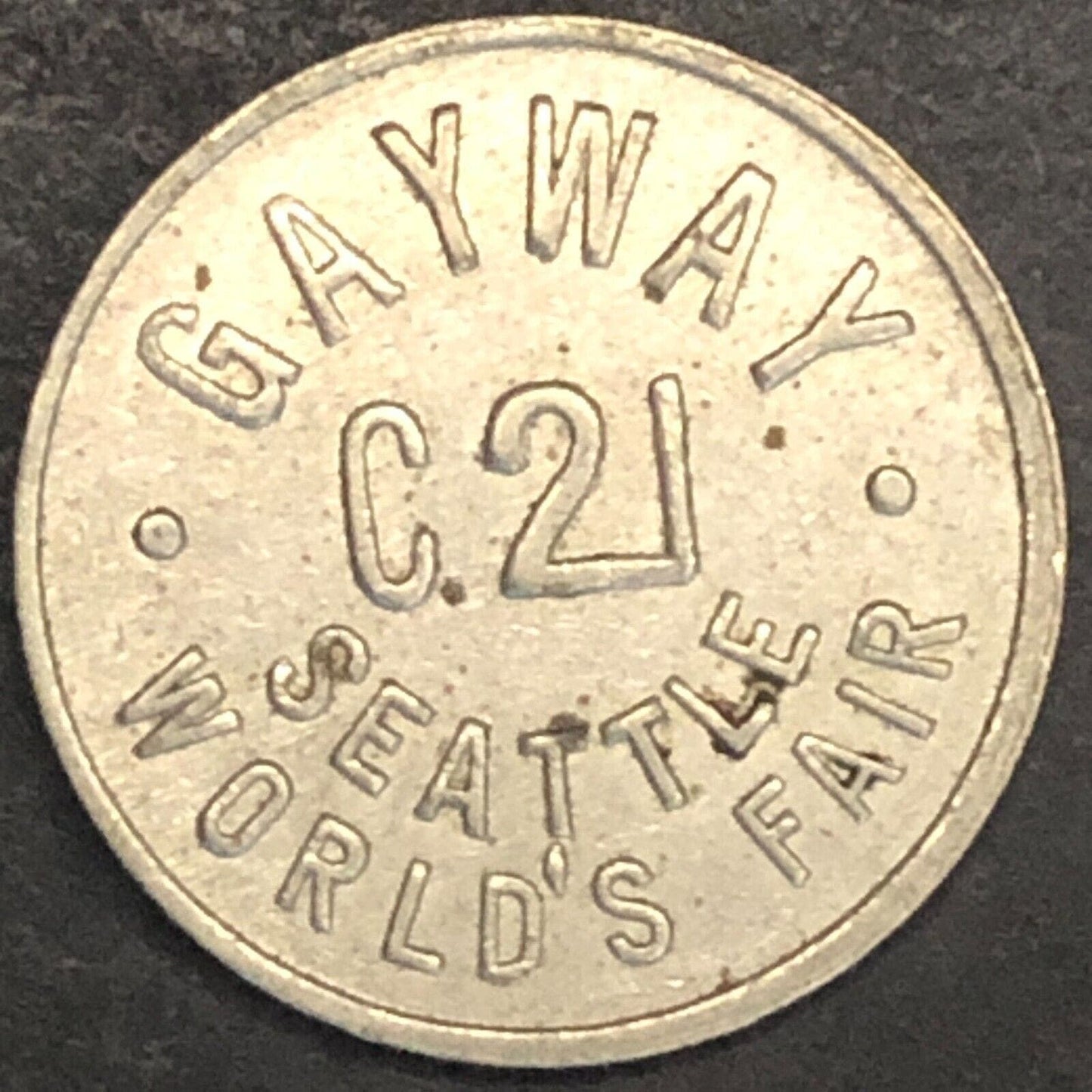 Gayway 1962 Seattle World's Fair "C 21 Century 21" Brass Token - 16.41mm Scarce