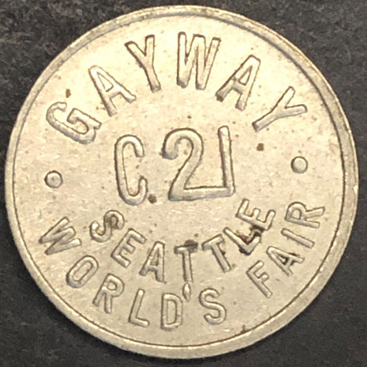 Gayway 1962 Seattle World's Fair "C 21 Century 21" Brass Token - 16.41mm Scarce