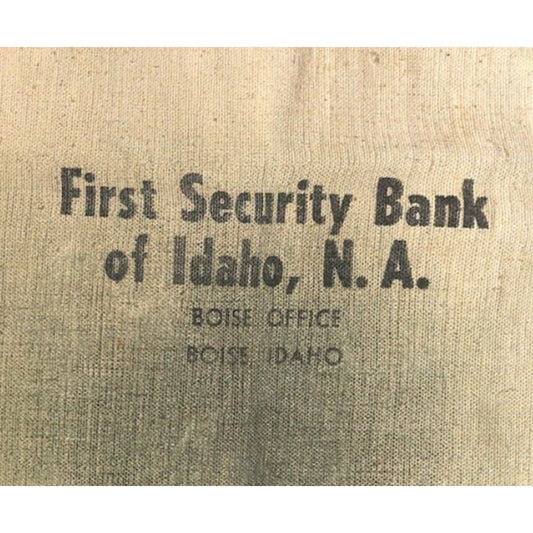 Boise, Idaho First Security Bank of Idaho, N.A. Sturdy Cotton Coin Bag VGC