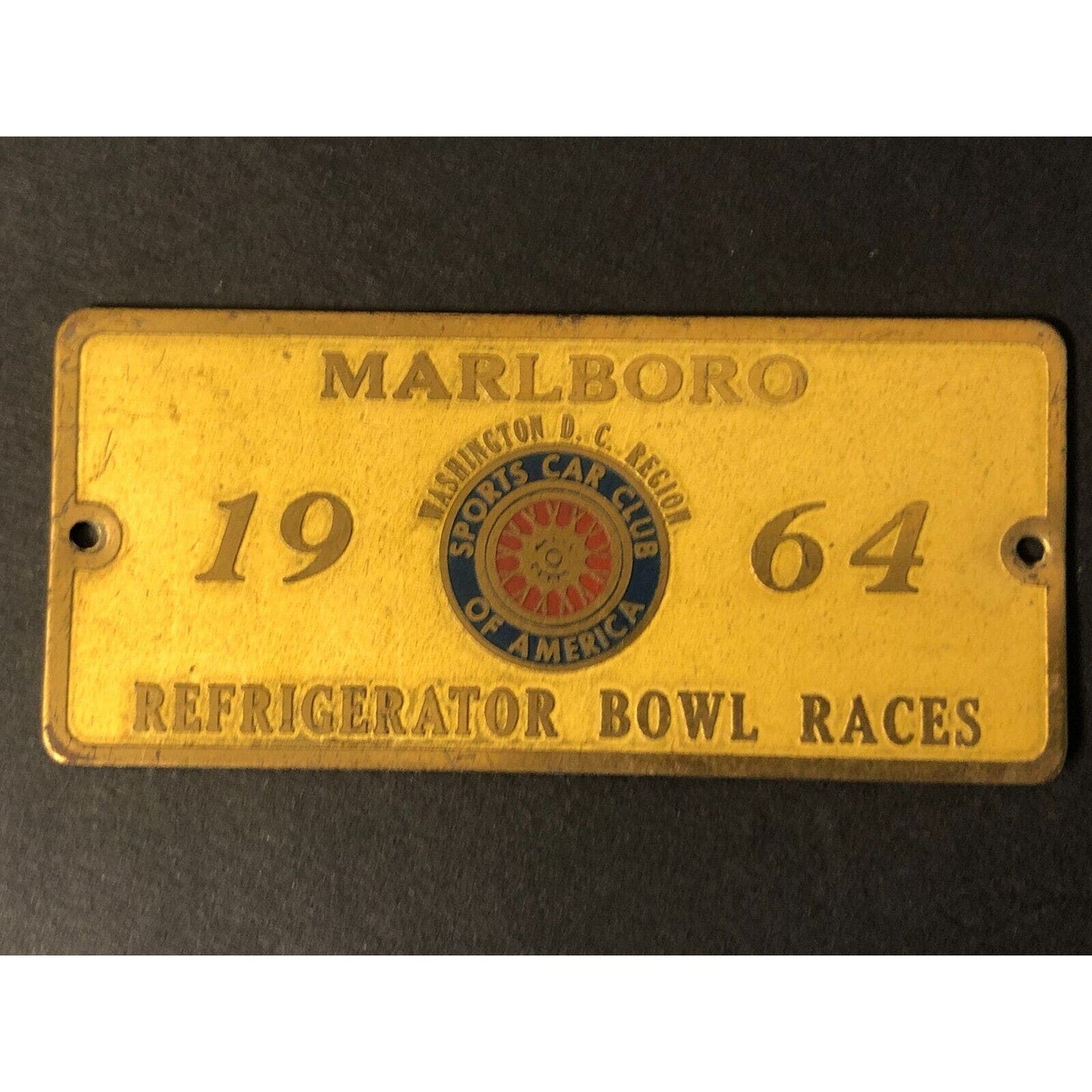 SCCA DC Region Marlboro Refrigerator Bowl 1964 Brass Auto Racing Wall Plaque