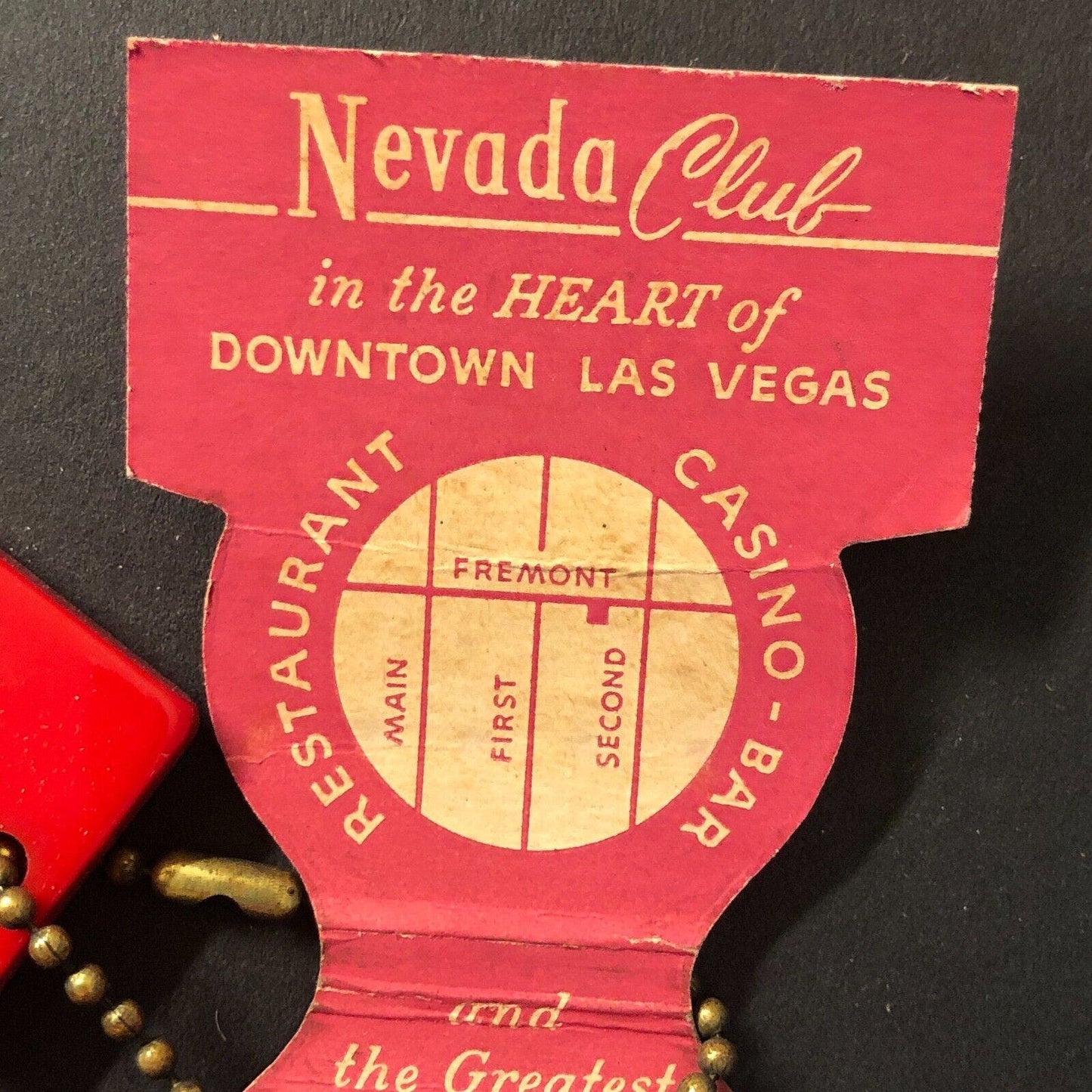 Nevada Club Las Vegas Casino Full Matchbook w/ "Chip" on Key Chain Scarce VGC