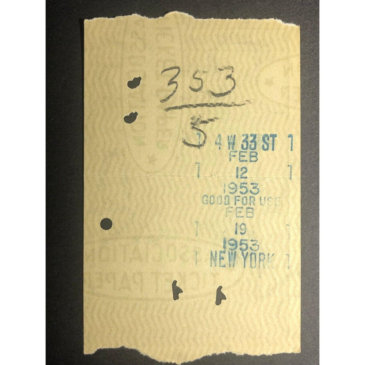 1953 Rutland Railroad / NY Central RR "White Creek to" Check / Ticket #8867