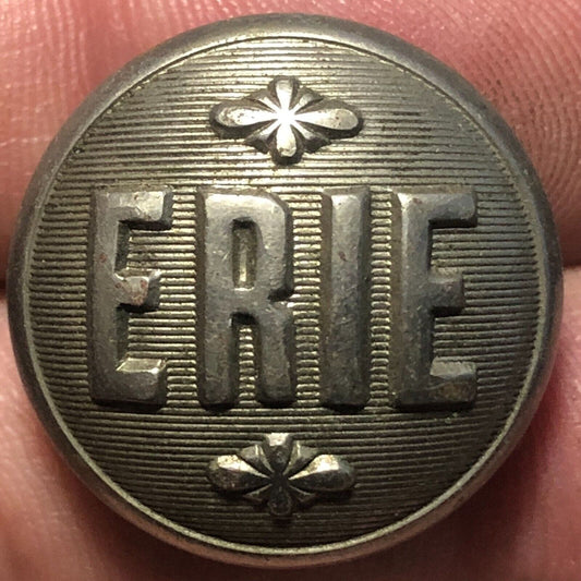 Erie Railroad Uniform Button Silvertone 3/4" Convex - Scovill Waterbury