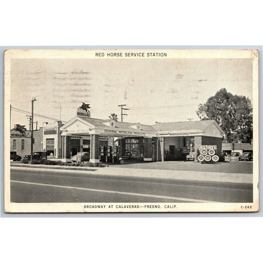 c1938 PPC Postcard Mobilgas Station Fresno, CA - Thanking Customer for Patronage