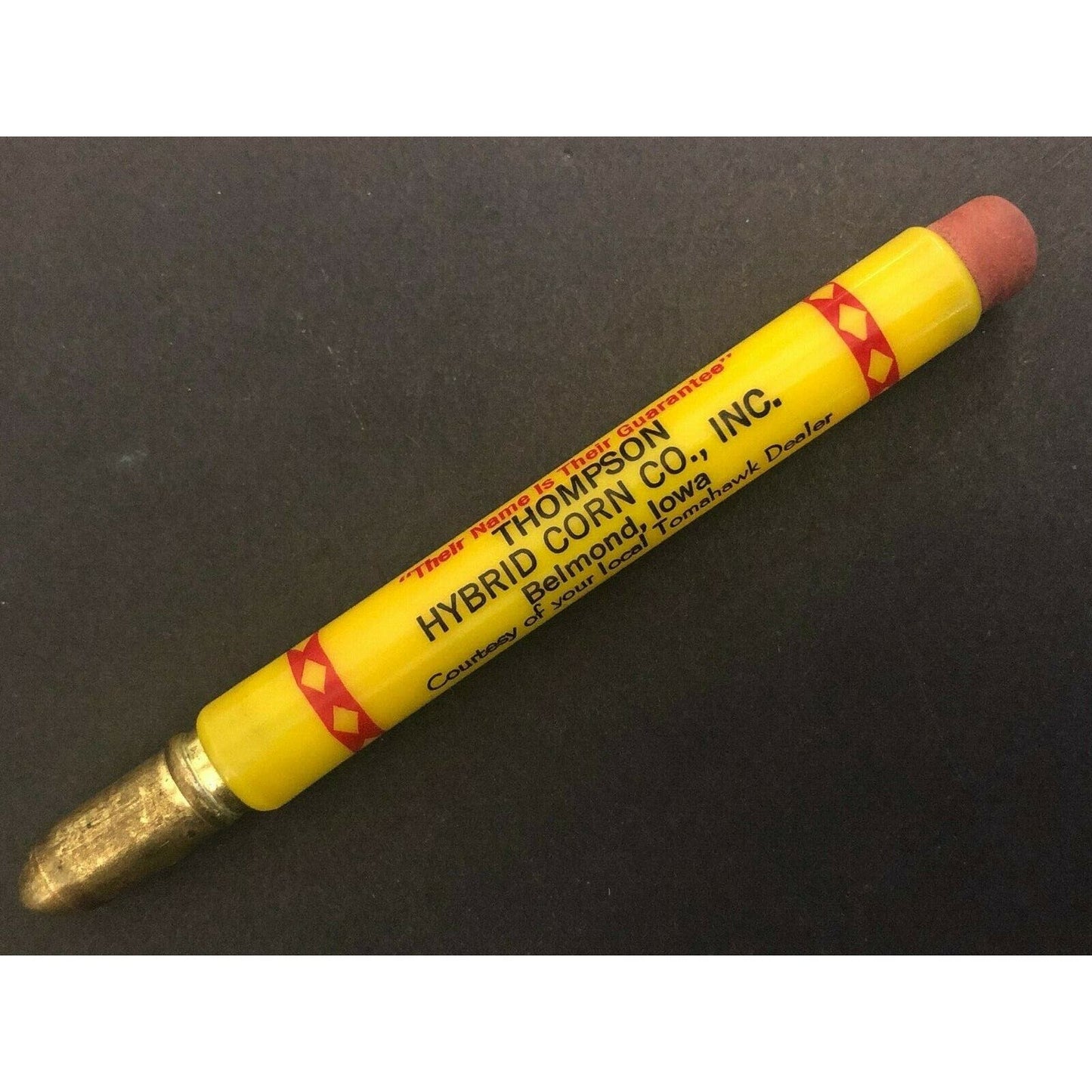 c1930's-40's "Thompson Hybrid Corn Belmond, Iowa" Advertising Bullet Pencil