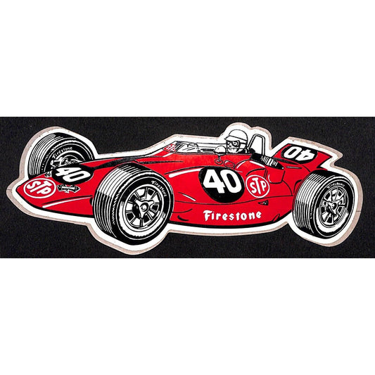 Firestone #40 Parnelli Red Race Car Auto Racing Die Cut Sticker Decal c1967