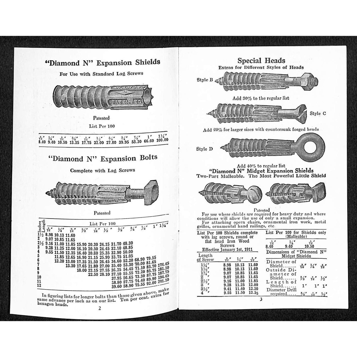 Diamond Expansion Bolt Co. Catalogue West & Cedar St NYC 16pp c1915-20's VGC