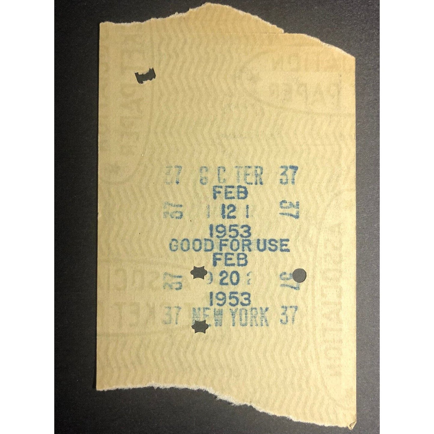 1953 Rutland Railroad / NY Central RR "White Creek to" Check / Ticket #8254