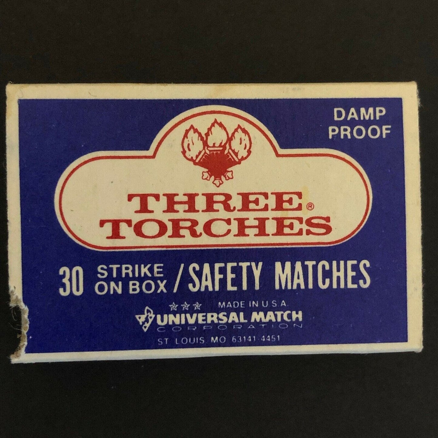 Vintage Wooden Matchboxes / Matchbooks - Three Torches Universal Match Company