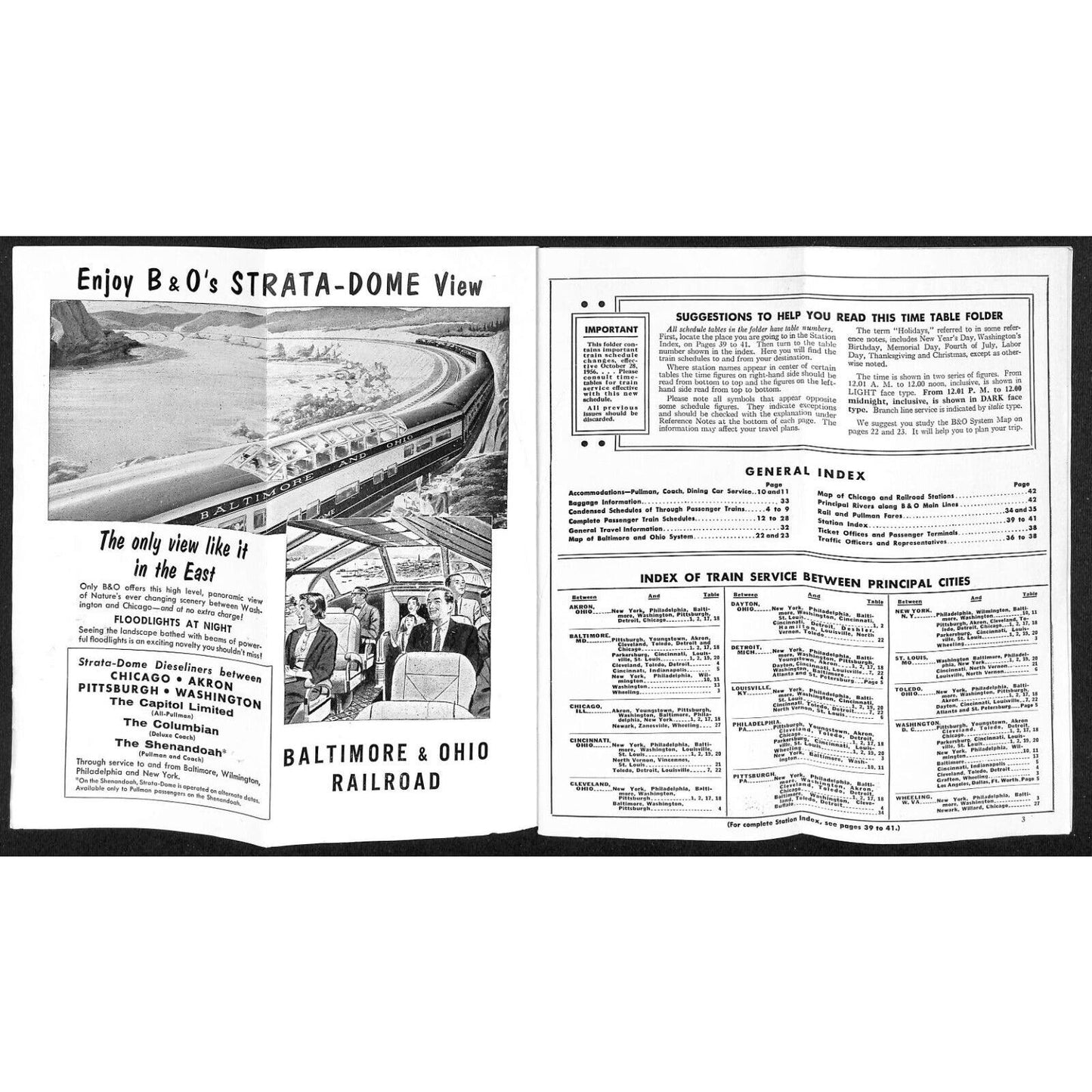 Baltimore & Ohio Railroad 1956 System Time Tables 42pp