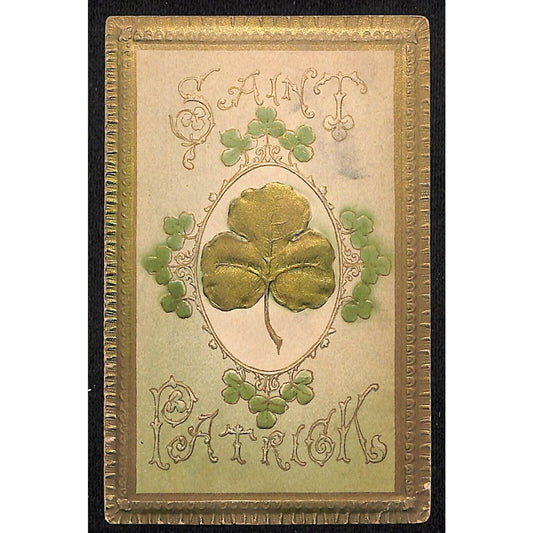 Ireland Saint Patrick Clover Postcard Embossed c1910-15