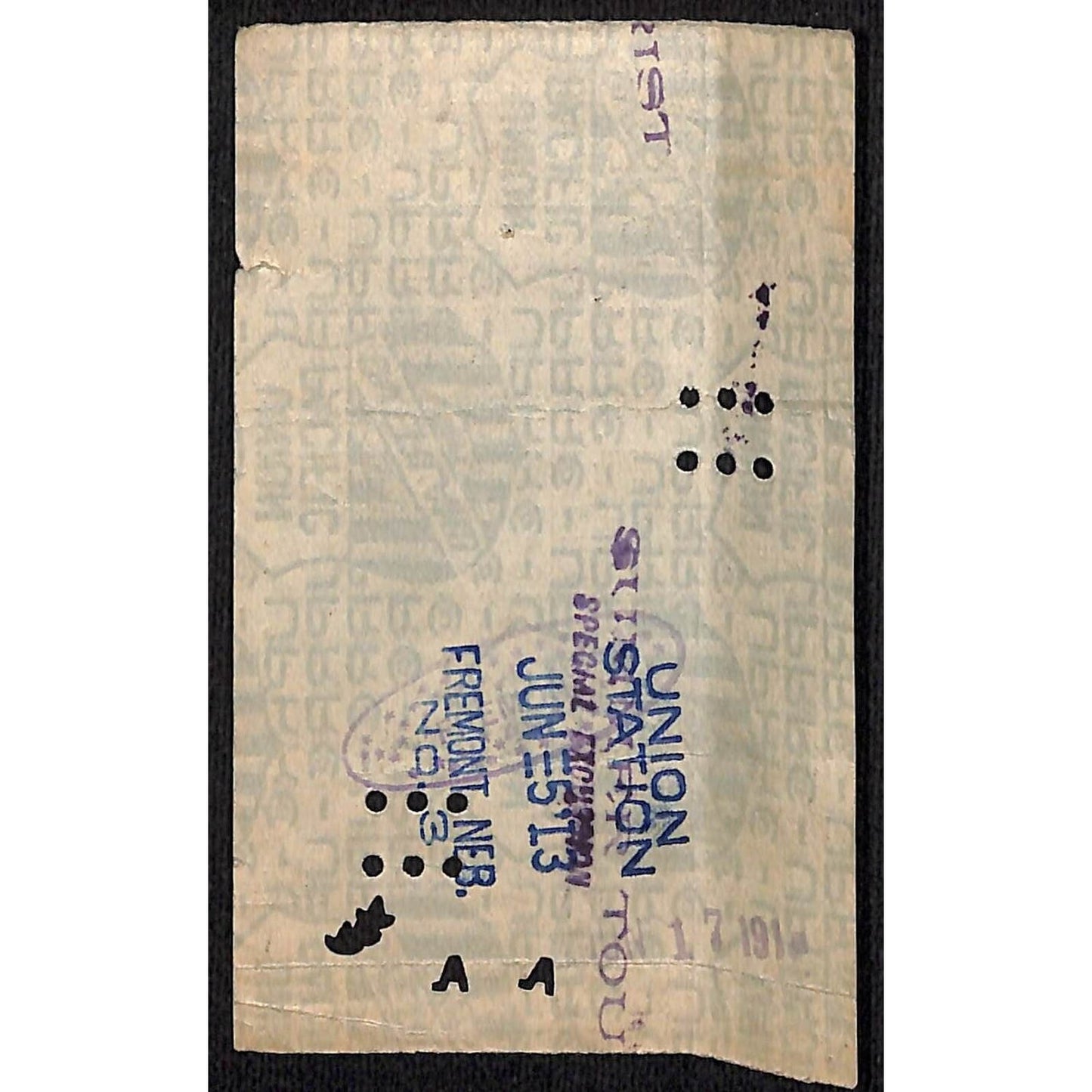1913 Union Pacific Railroad Ticket Write In Destination #5335
