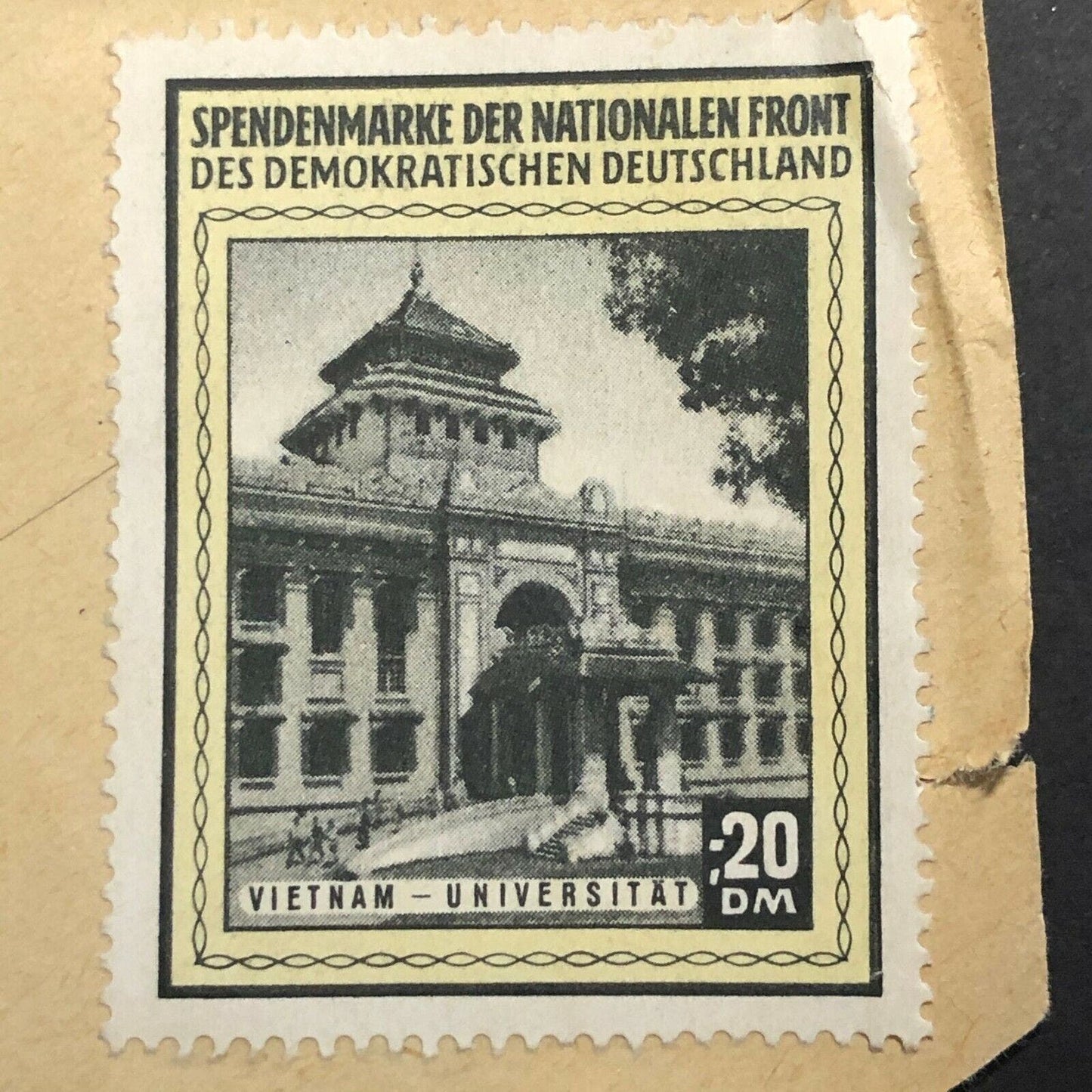 3 Affixed "Spendenmarke der Nationalen Front" 20DM Stamps - Zwickau / Sachs Env.