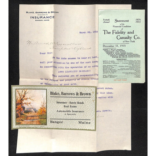 Newburgh, ME Amos W. Knowlton* 1916 Ins. Letterhead Ink Blotter Statement Group