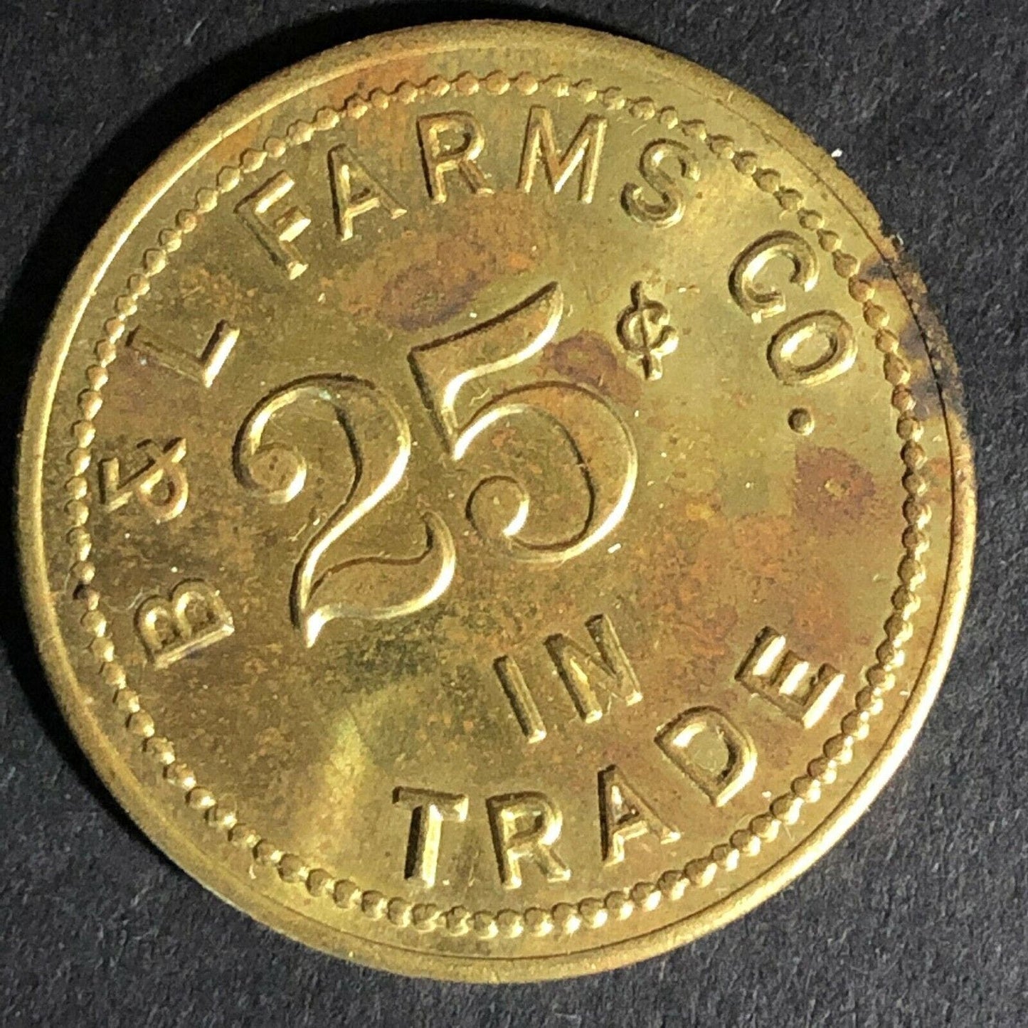 B & L Farms Co. 25c In Trade Token 28.6mm