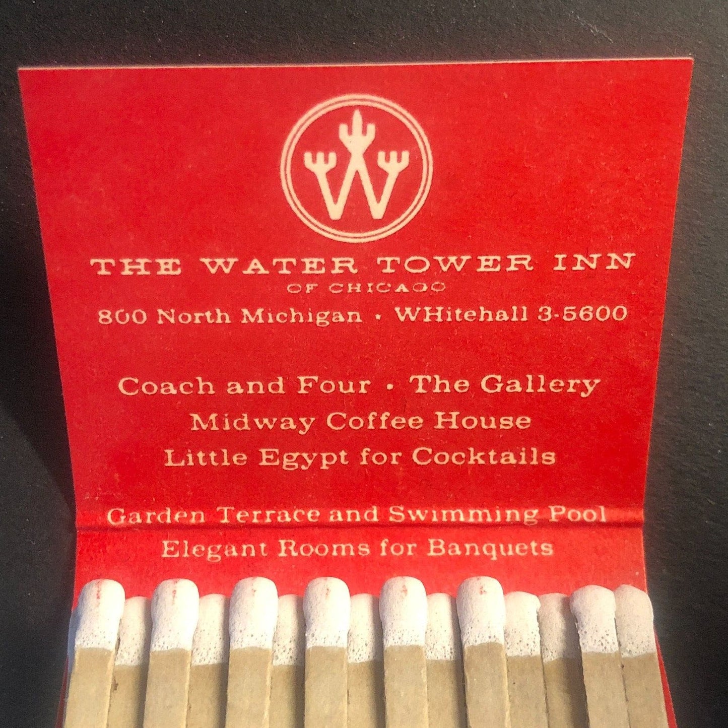 Water Tower Inn Coach and Four Chicago Vintage Mostly Full -2 Matchbook c1950's