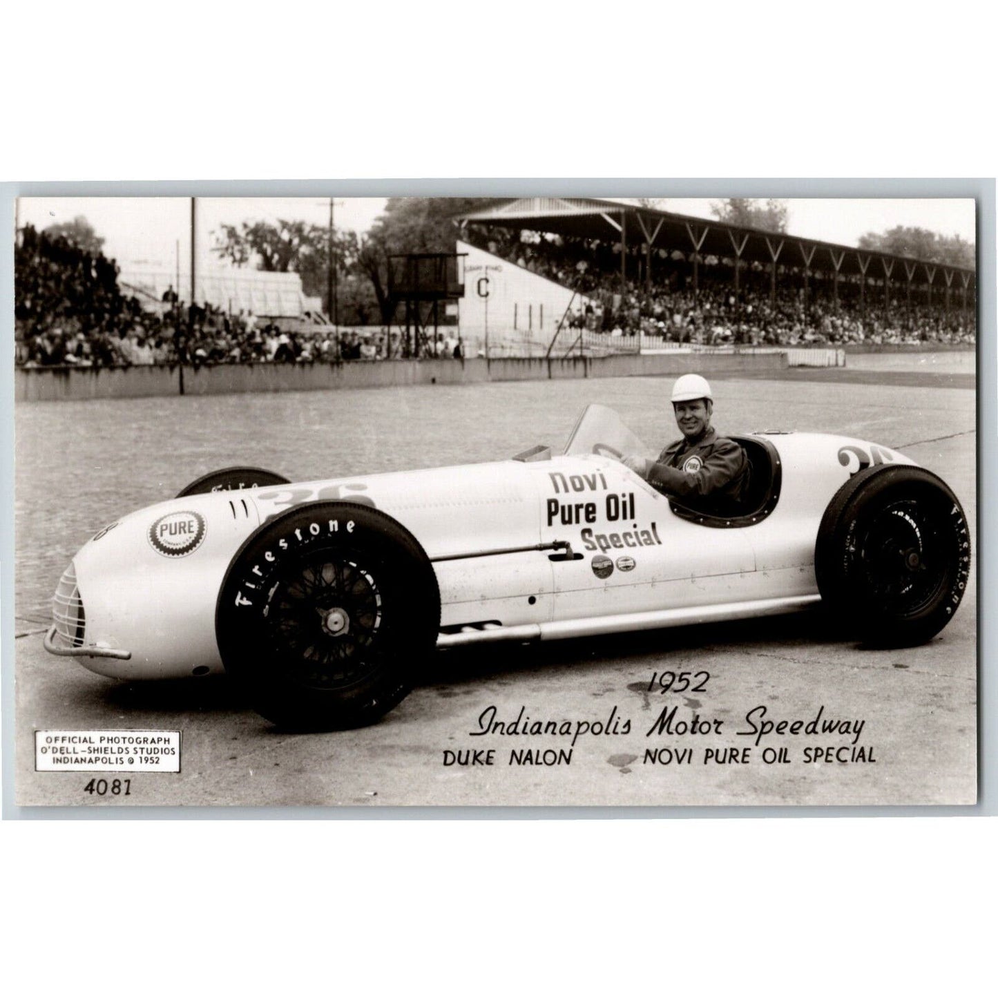 Indy 500 RPPC Postcard "1952 Duke Nalon" Official Race Photo Unposted VGC