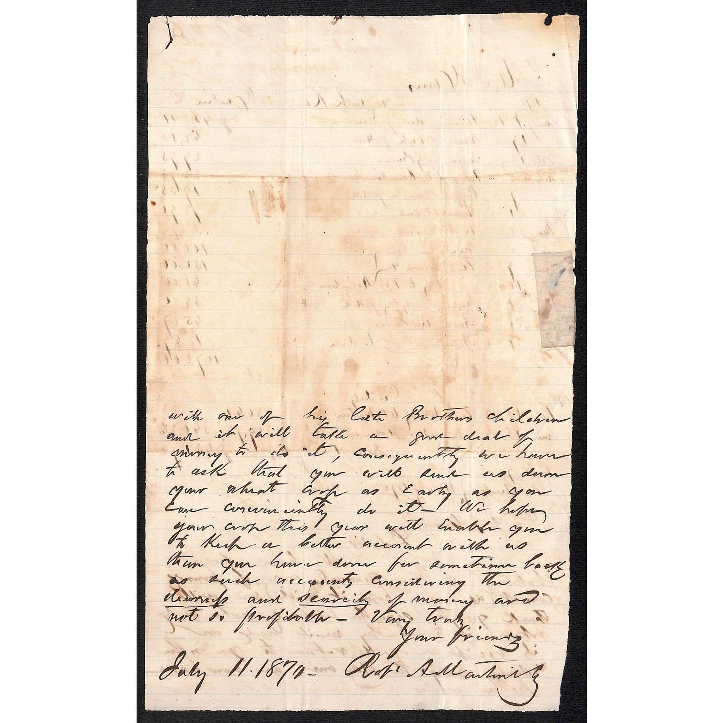 1870 Hand Written Goods / Services ? Billhead / Statement Alexandria, VA Area*