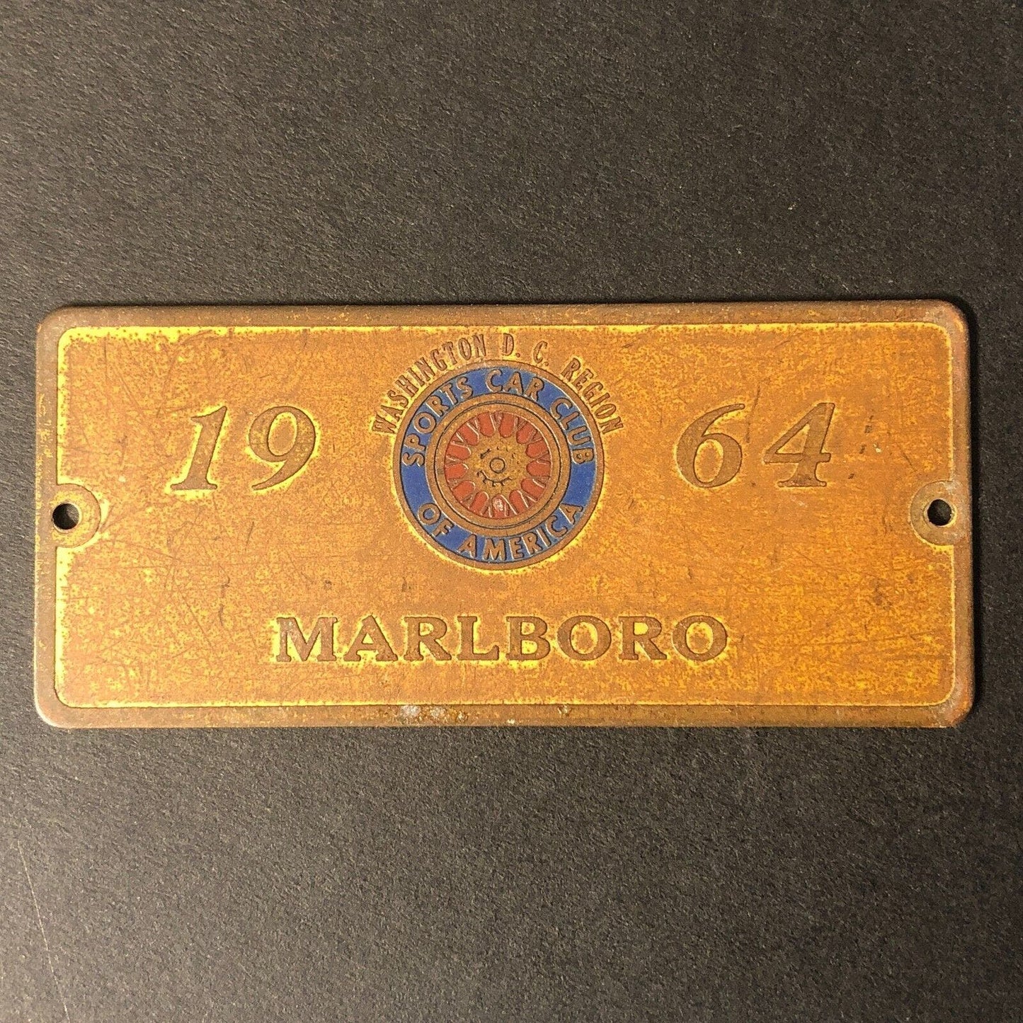 SCCA Washington D.C. Region Marlboro 1964 Brass Auto Racing Wall Plaque