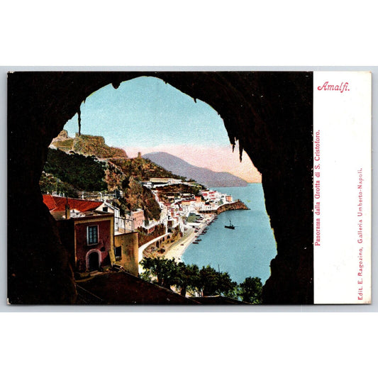 Italian Postcard Amalfi Panorama Cave of St. Christopher 1901-1907 NP VGC