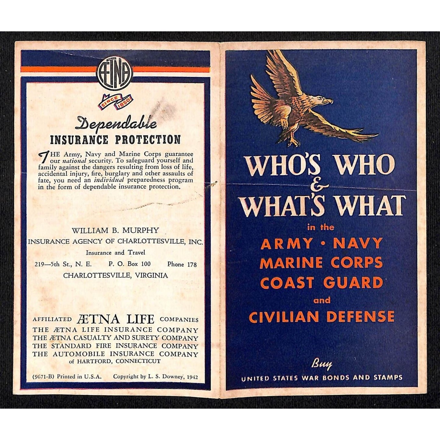 1942 Army Navy Marine Corps Coast Guard Who's Who Fold-Out Insignia ID Guide