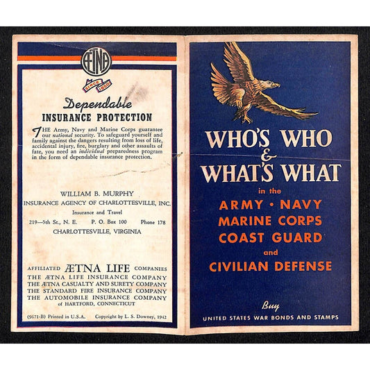 1942 Army Navy Marine Corps Coast Guard Who's Who Fold-Out Insignia ID Guide