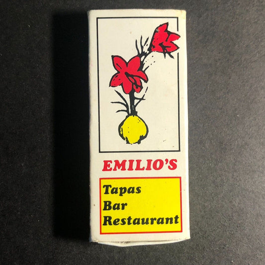 Emilio's Tapas Restaurant Hillside IL Matchbox Matchbook c1988-90's VGC Scarce