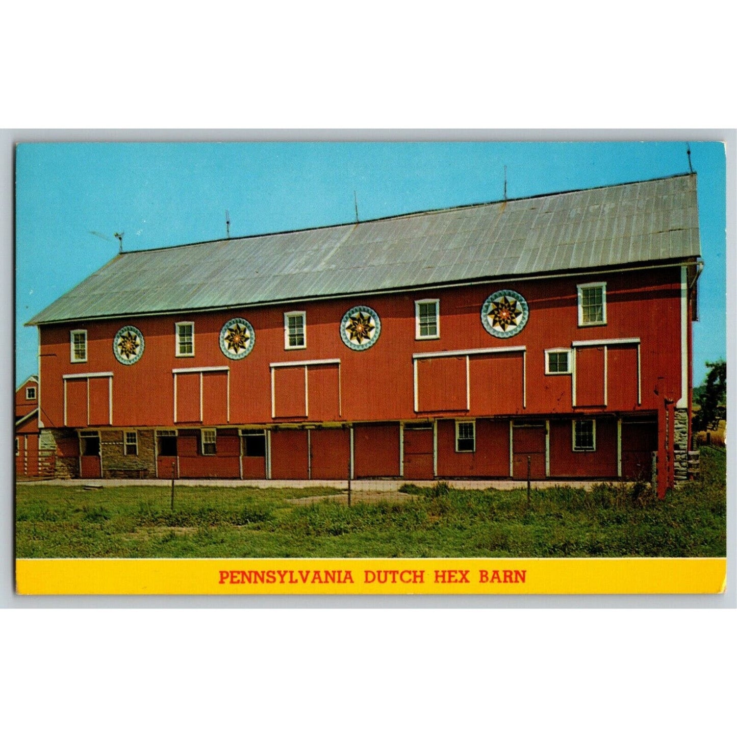 c1960's-70's Vintage Postcard "The Pennsylvania Dutch Country" - Hex Signs Barn