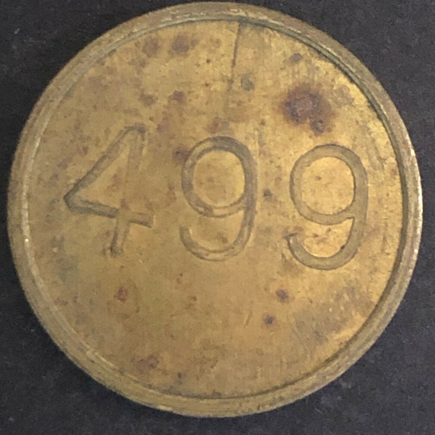 Vintage 21mm Brass Trade Only "5" Triangle Stars "499" Token