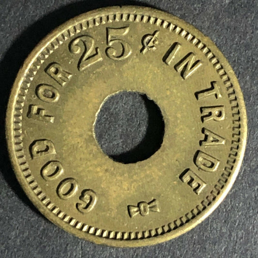 Good For 25c In Trade "17456" Brass Donut Token 23.9mm
