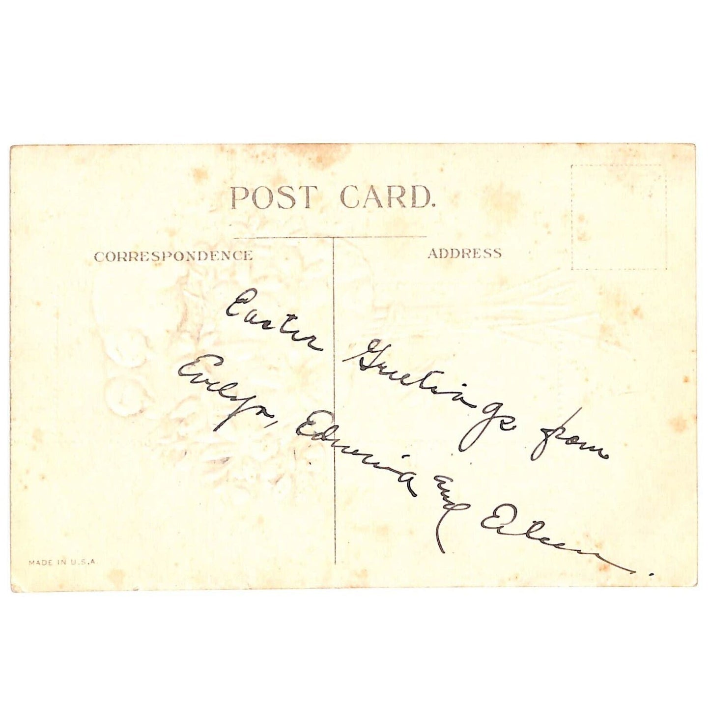 Easter Postcard "The Joys of Easter" Floral Gold Ink Text Embossed NP c1915
