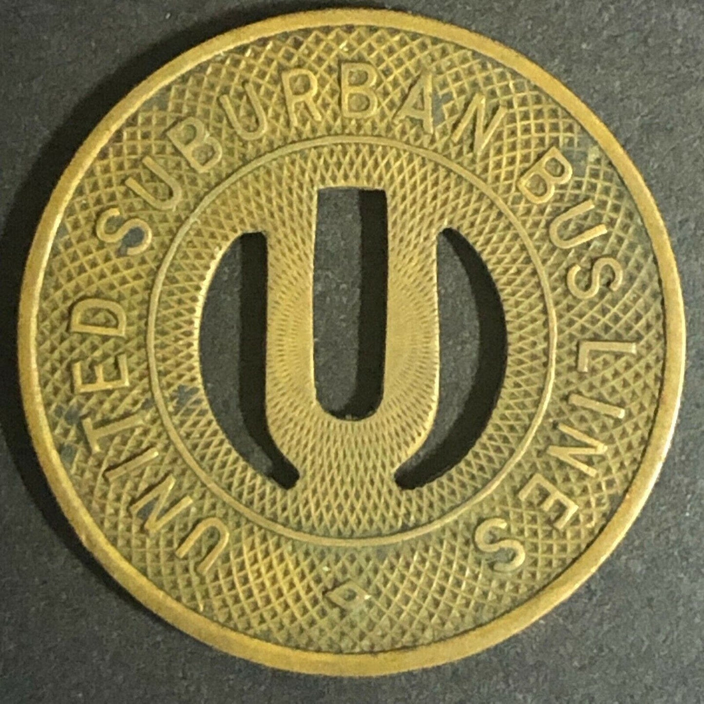 c1930-40's 22mm United Suburban Bus Lines Brass G/F Brass Token Grandville, MI