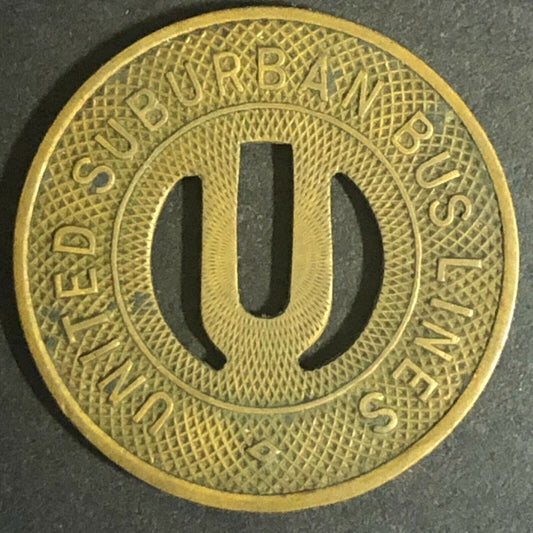 c1930-40's 22mm United Suburban Bus Lines Brass G/F Brass Token Grandville, MI