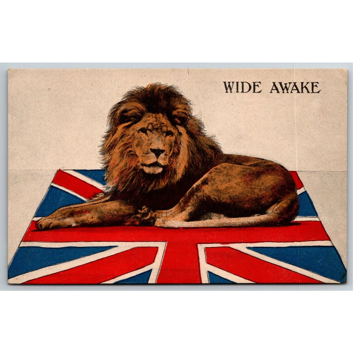 Vintage Postcard UK Flag w/ Lion