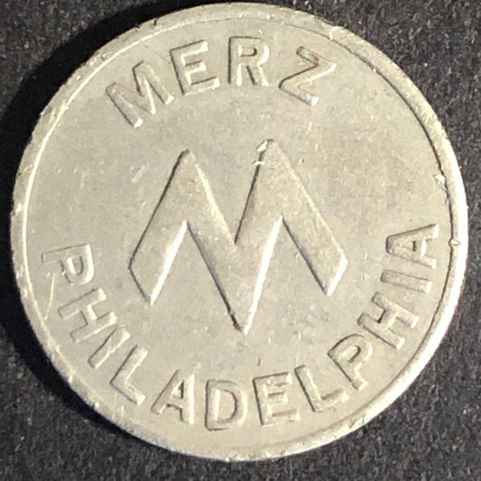 Merz White Way Tours Philadelphia WM Transit / Bus Token 19mm -- Scarce