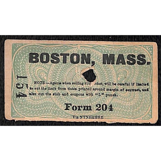 New York & Long Branch Railroad 1901 Ticket North Asbury Park Boston #154