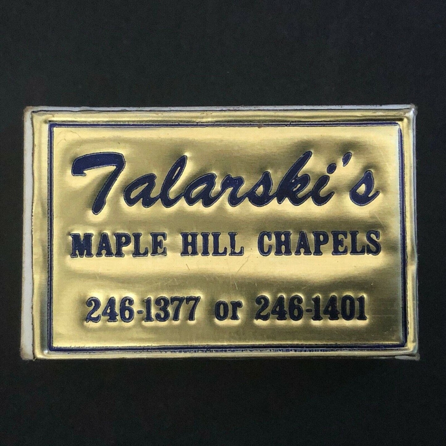 c1960's-70's Foil Wooden Matchbox / Matchbook - Talarski's Maple Hill Chapels